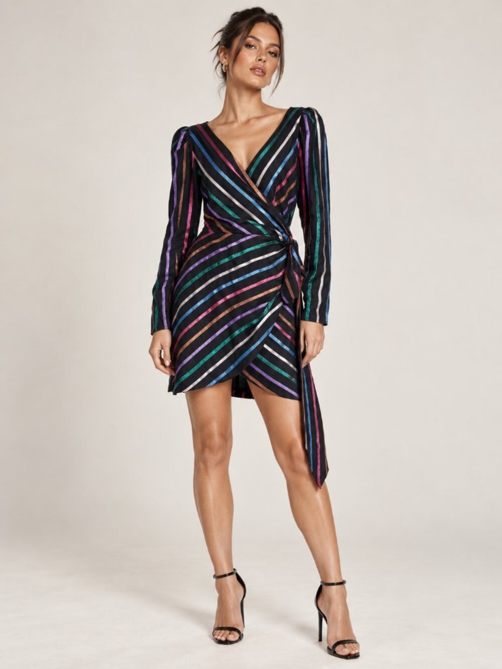 TANYA TAYLOR Magnolia Faux Wrap Metallic Stripe Dress $545 MSRP